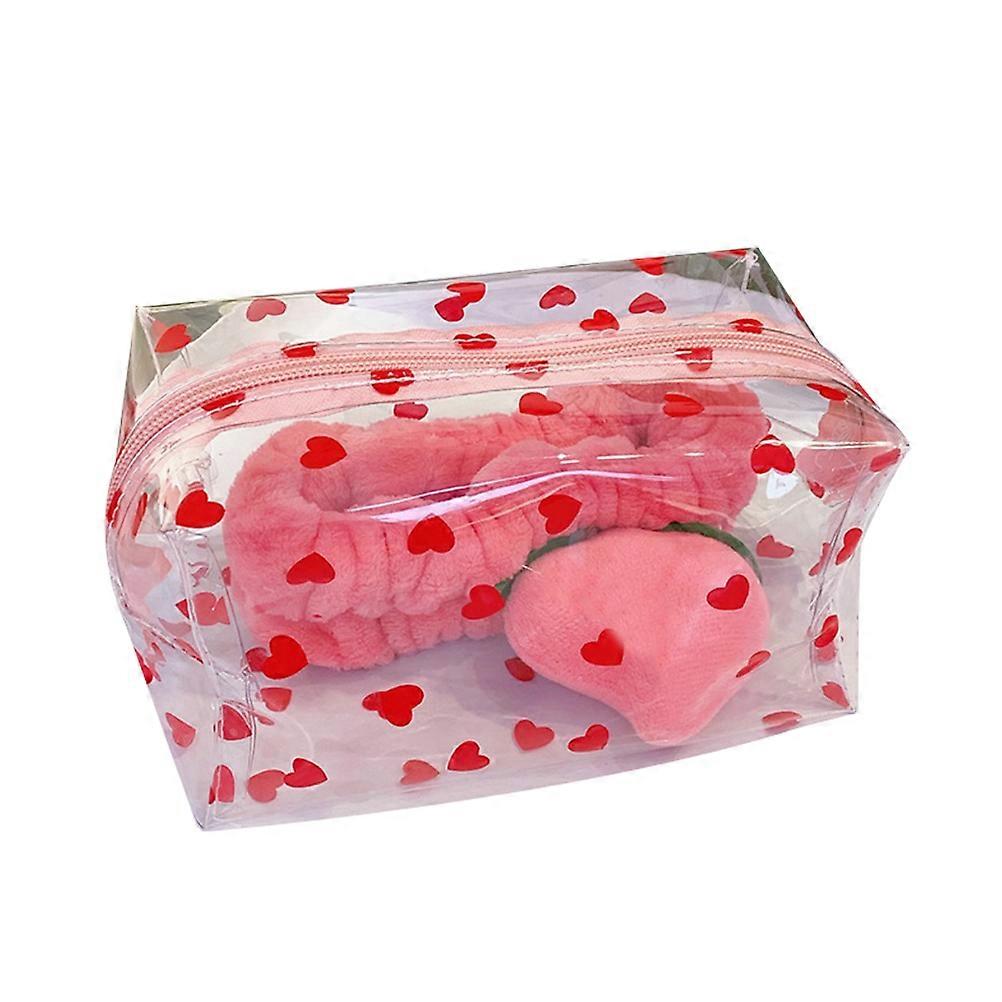 حقيبة مكياج صغيرة للسفر بو جلد على شكل قلب حقيبة تخزين مقاومة للماء للنساء الفتيات متعددة 1 قطعة