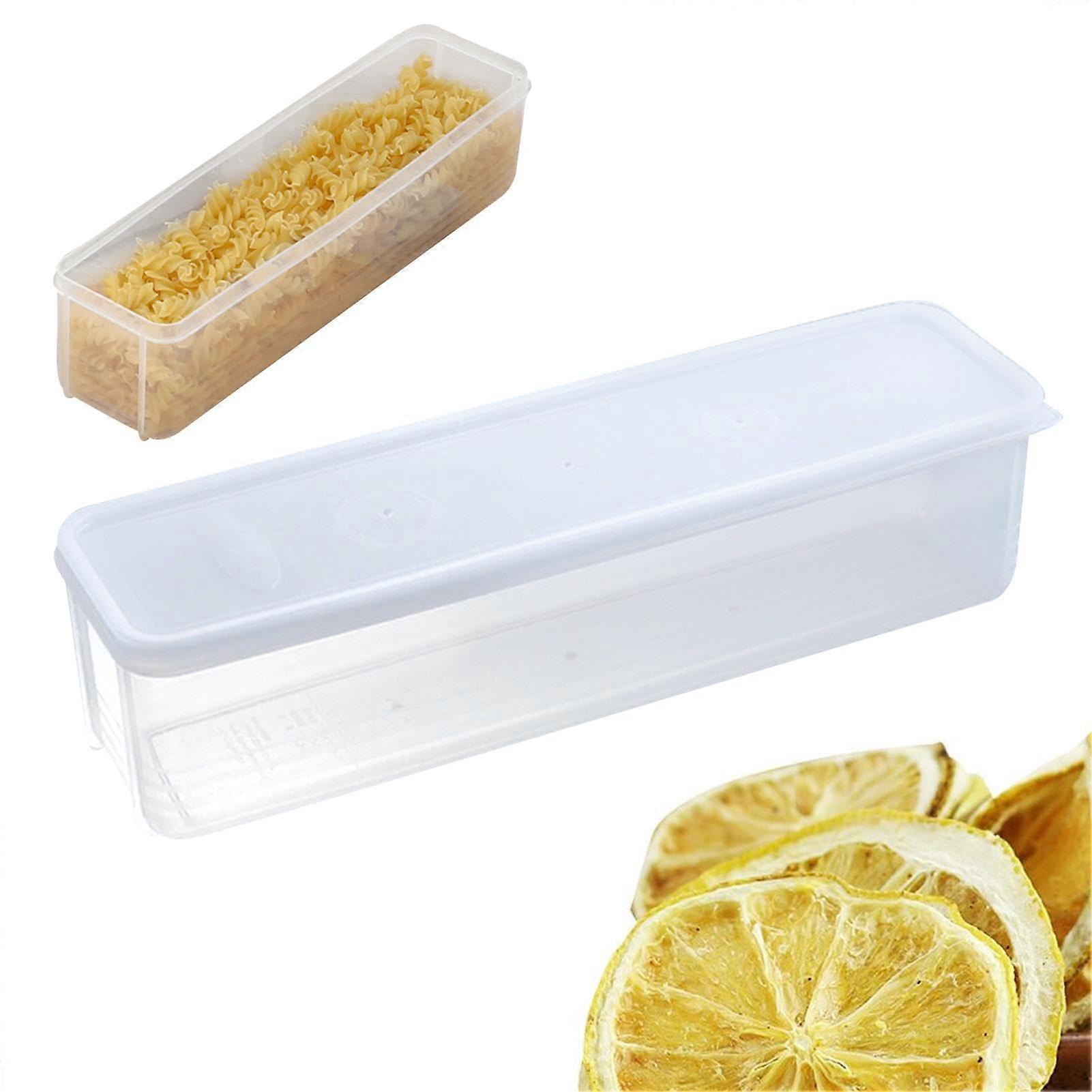 Pasta Storage, Rectangular Transparent Spaghetti Container Stackable Airtight Light Blue