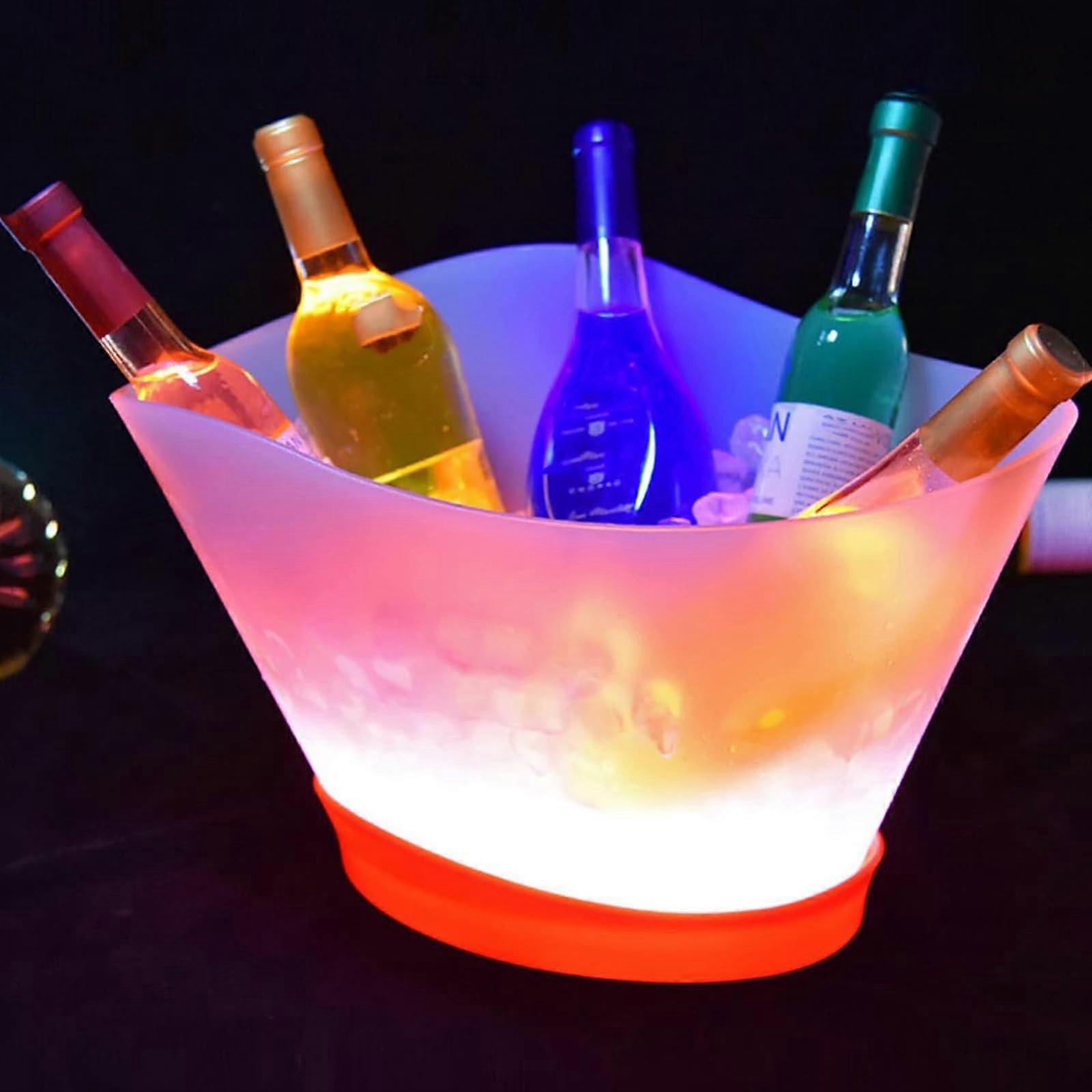 LED Ice Bucket, Illuminating Snack Holder, Automatic Color Changing, 12L Capacity, Watertight, for Bars.