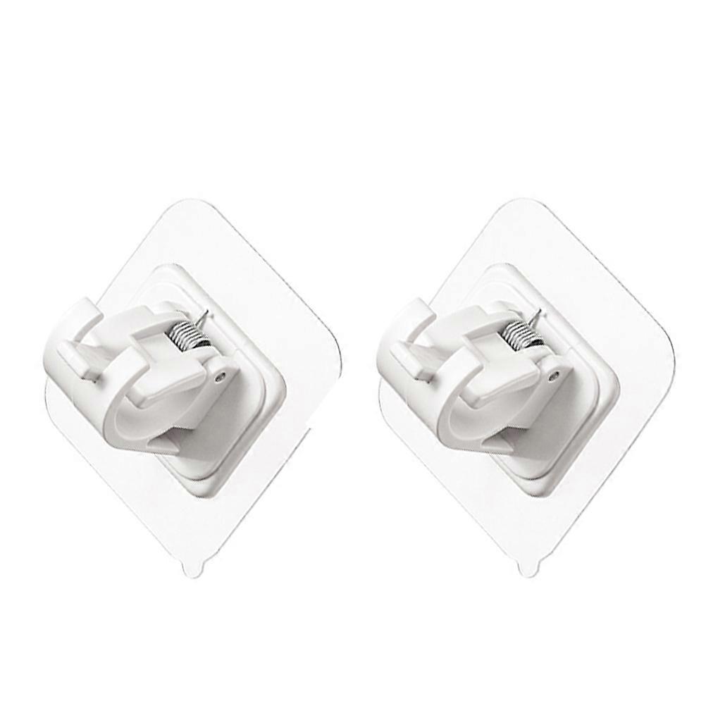 No Drill Curtain Rods Sticky Punch Free Rod Fixing Hooks Square Shape White Color 6x5cm 2Pcs for Household Users