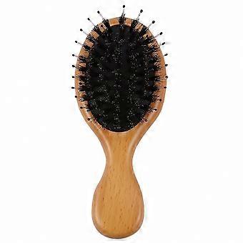 Mini Boar Bristle Hair Brush - Natural Beech Wood Handle, Anti-Static, Detangling & Massage Hair Brush