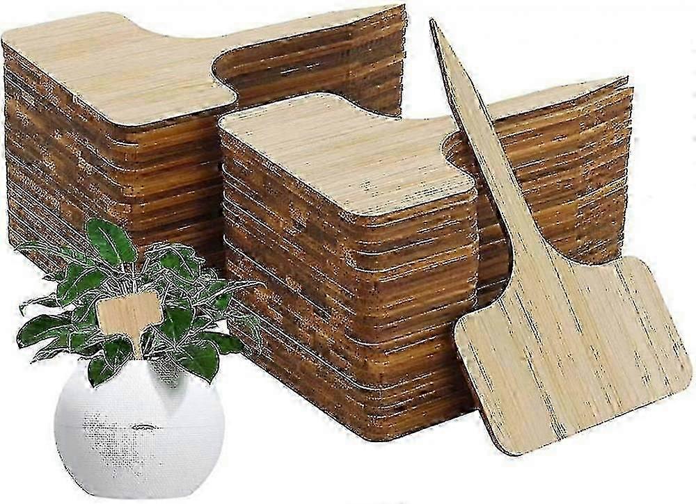 50 bambus planteskilt, T-formede planteplugger, plug-in-koder