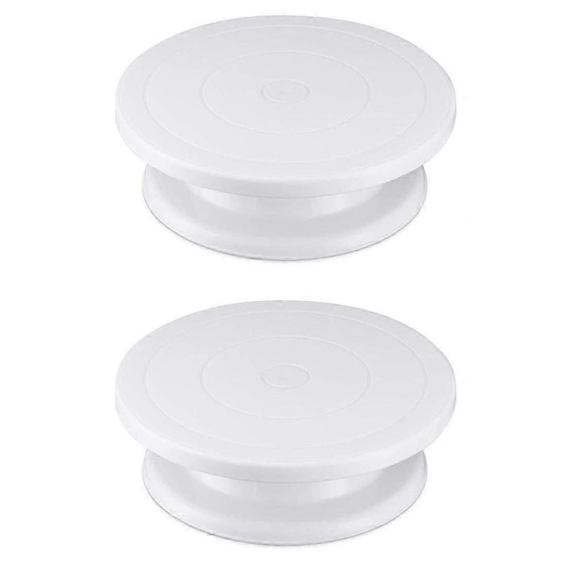 Rotating Cake Turntable for Birthday Cake Decoration, White Carving Stand