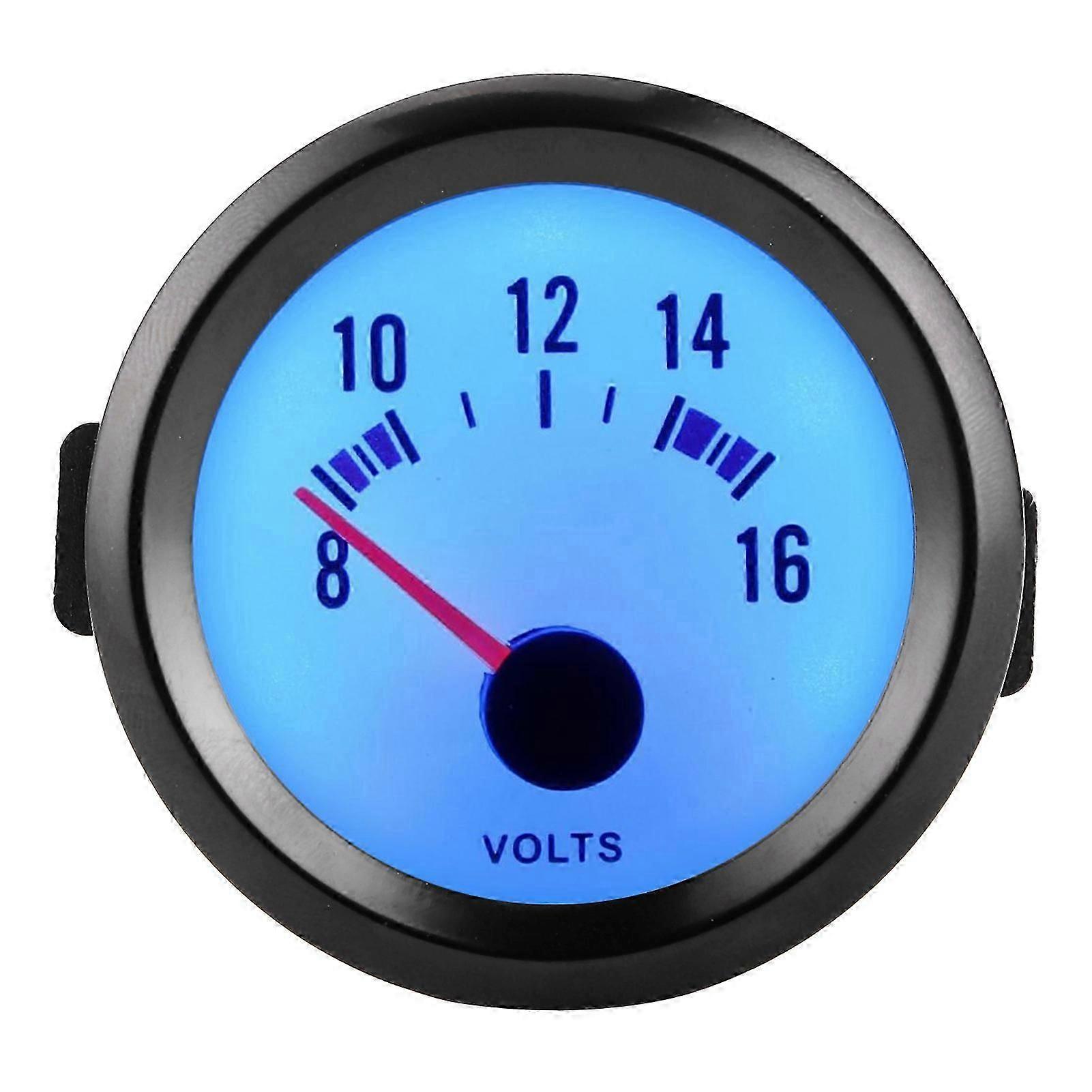 2in Pointer Voltage Gauge 8?16V Measurement Range High Accuracy Blue LED Voltmeter Universal
