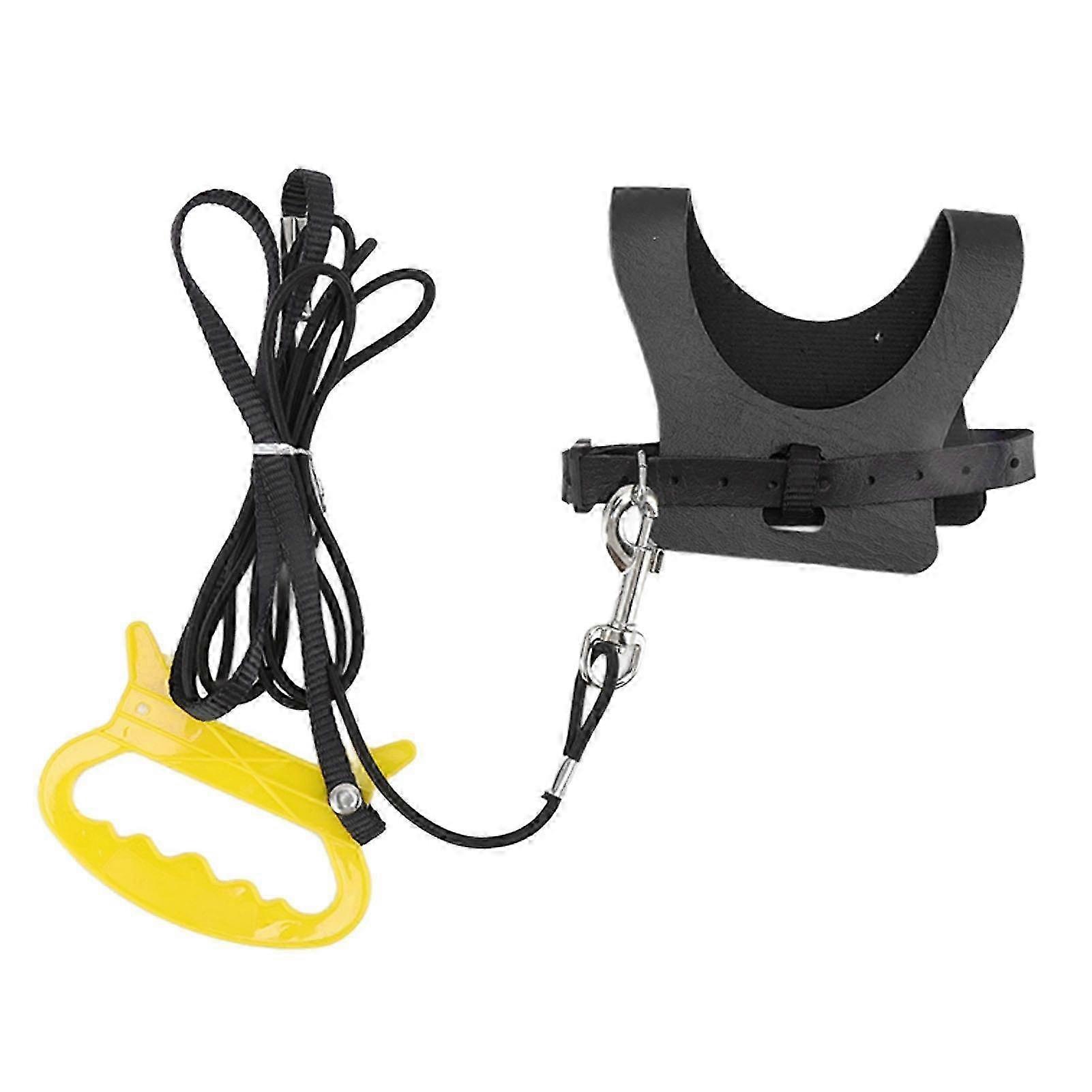 Easy-to-Use Elastic Bird Harness and Leash with Traction Rope and Hook (Black, S)