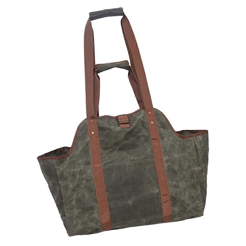 Water Resistant Waxed Canvas Log Carrier Firewood Holder Large Capacity Storage Bag for Fire Pit Foldable Outdoor Wood Tote