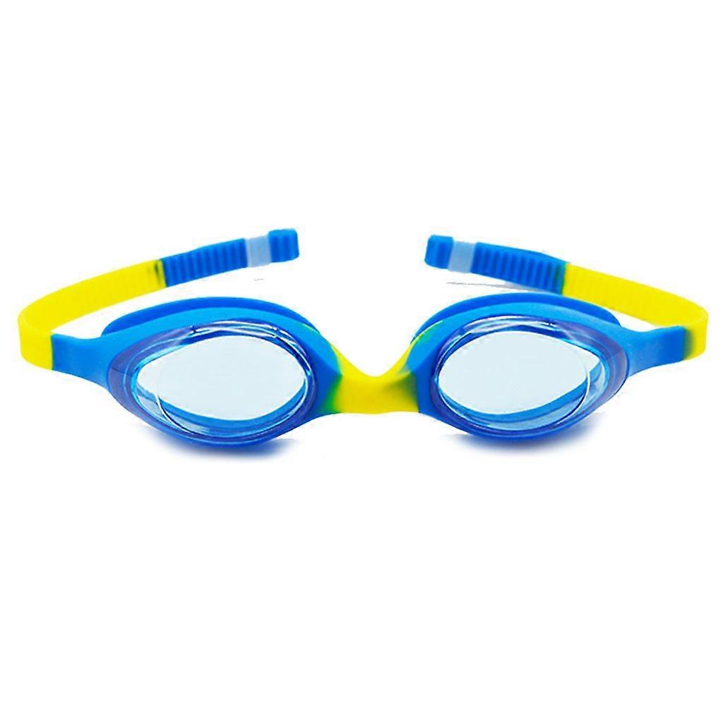 Children's anti-fog swimming goggles, UV protection swimming goggles, adjustable nose bridge, hypoallergenic silicone seal (yellow/blue)