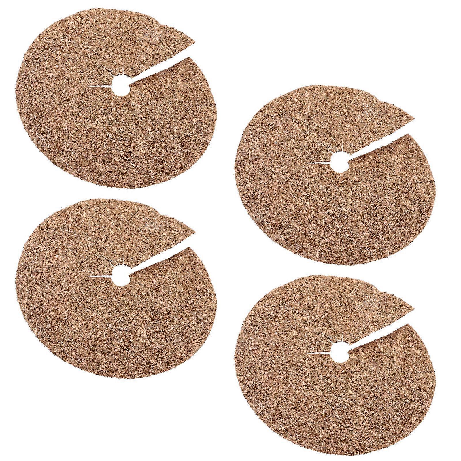 Round Coconut Fiber Mat Coconut Fiber Mulch Mat Gardening Plant Growth 4Set