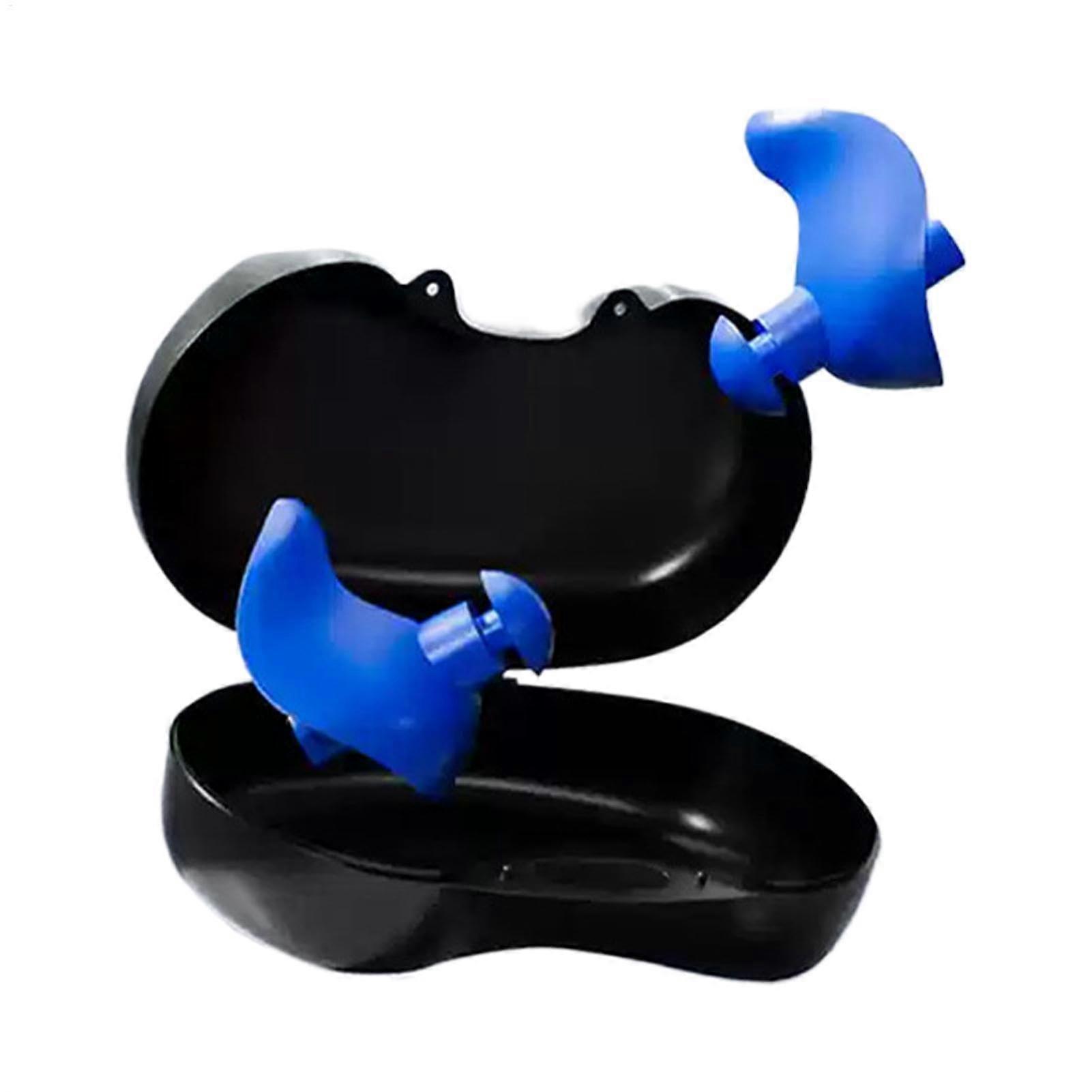 Water Ear Plugs for Showering and Swimming, 2 Pack Waterproof Silicone Spiral Ear Plugs for Noise Reduction, Blue