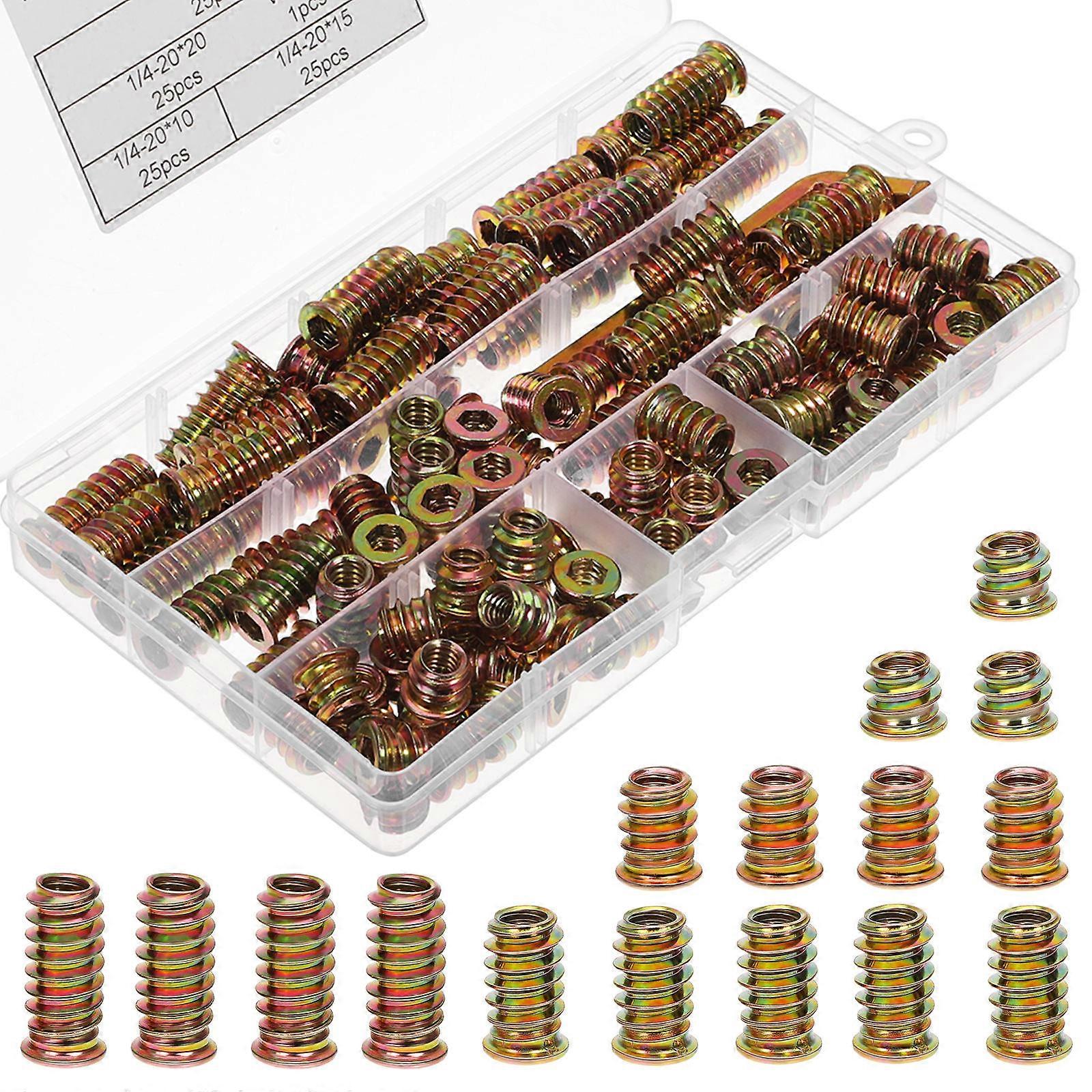 Wood Inserts Threaded Insert Tool Hardware Nuts Diy Projects Skilled Workers Golden 100Pack