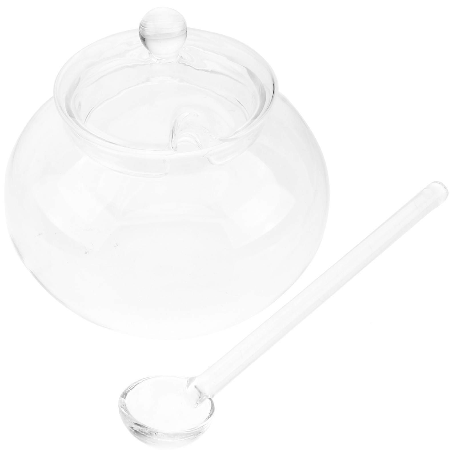 Kitchen Glass Jar Square Shaped Transparent Seasoning Storage Jar Dispensing Honey And Syrup 10x10cm 2 Sets