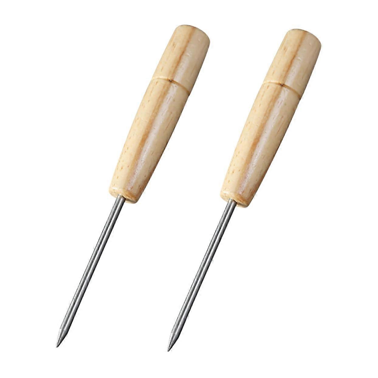 Ice Pick Set 2 Pieces With Wooden Handle For Bar Use And Breaking Frozen Foods