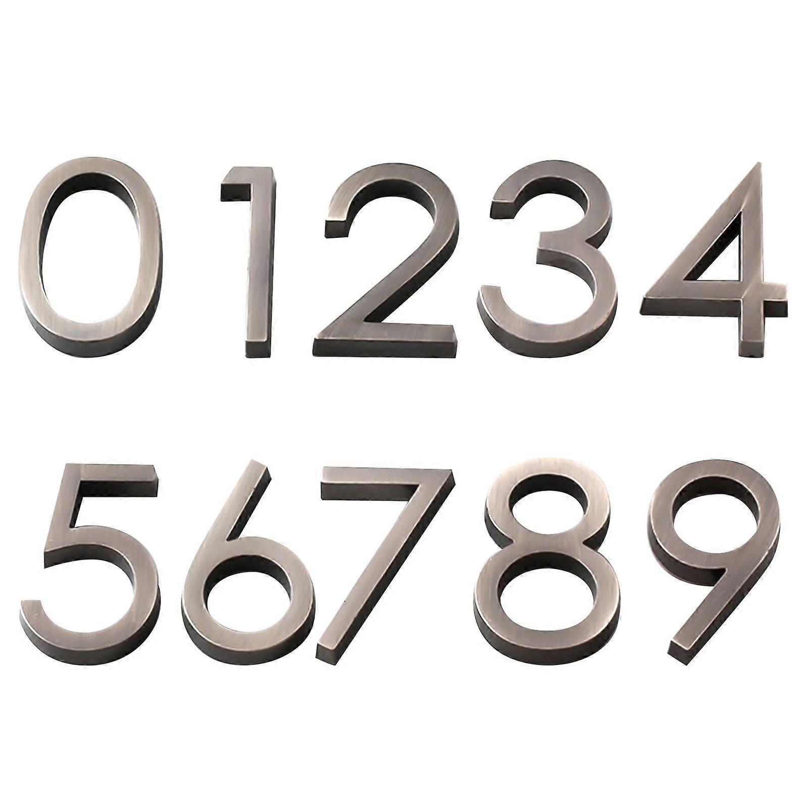 Practical Door Number Stickers for Decoration Made of ABS Resin Dark Brown Color Lightweight and Easy to Install 10 Pcs