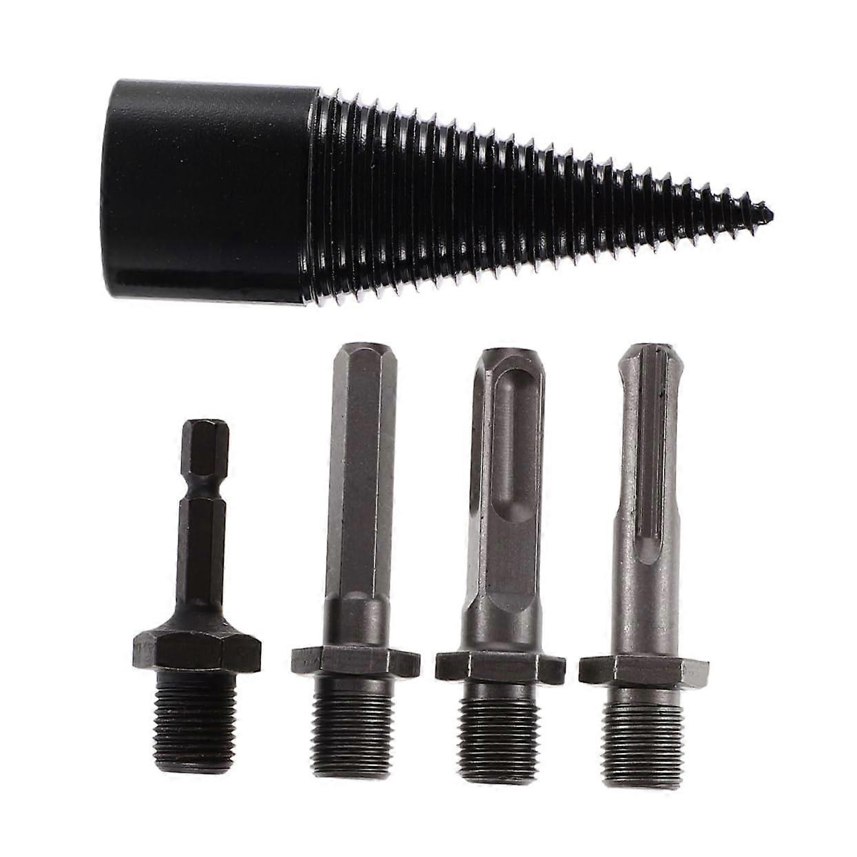 5piece split wood drill bit, firewood drill bit with deep threads for various wood types, durable carbon steel.
