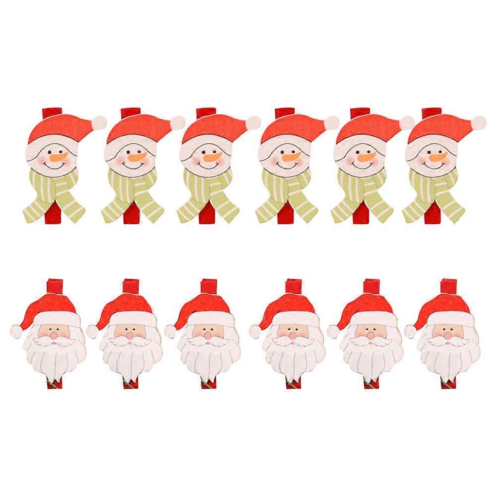 Christmas Wooden Clips for Crafting and Decorating Cards with Assorted Color 12Pcs