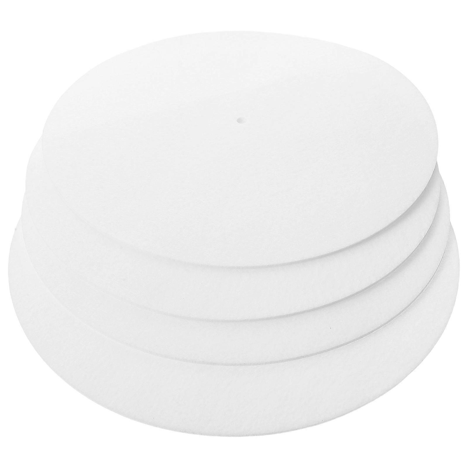 4pcs White Felt Turntable Mat for Record Player – Enhances Audio Clarity, Stability & Reduces Static – Durable Vinyl Accessory for Easy Installation