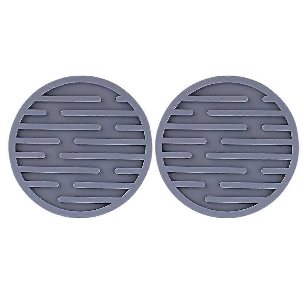 Grey Silicone Antiskid Coasters for Home Use Easy to Clean with Clear Pattern 2 Pcs