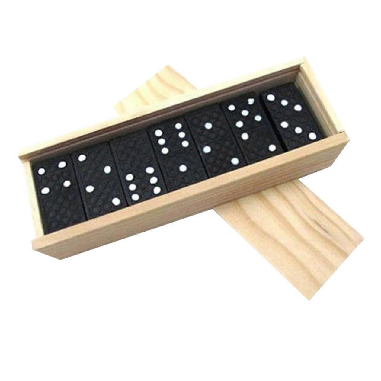 1 Set of Wooden Domino Game, Black Domino Blocks with Practical Storage Case, Durable and Safe for Years, for Indoor and Outdoor Use