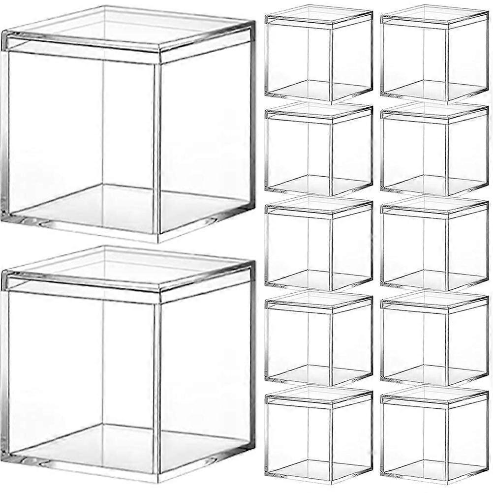 12pcs Clear Transparent Acrylic Candy Boxes Display Small Acrylic Boxes with Lid