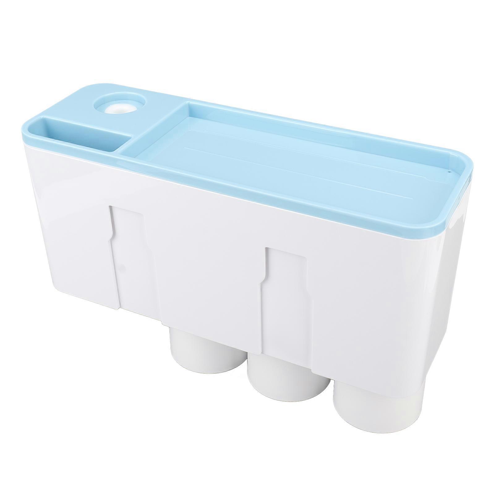 Toothpaste Dispenser Wall Mounted Toothpaste Dispenser Squeezer Kit for Bathroom Accessories Three Cups, Blue