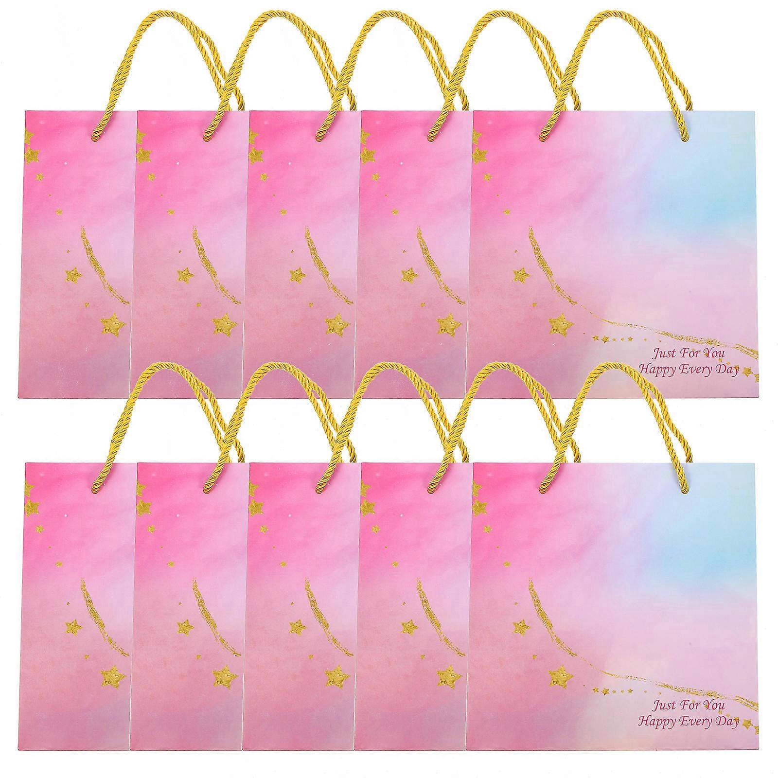Pink Paper Gift Bags with Handles for Storage Use Perfect for Presents and Treats 10 Pieces