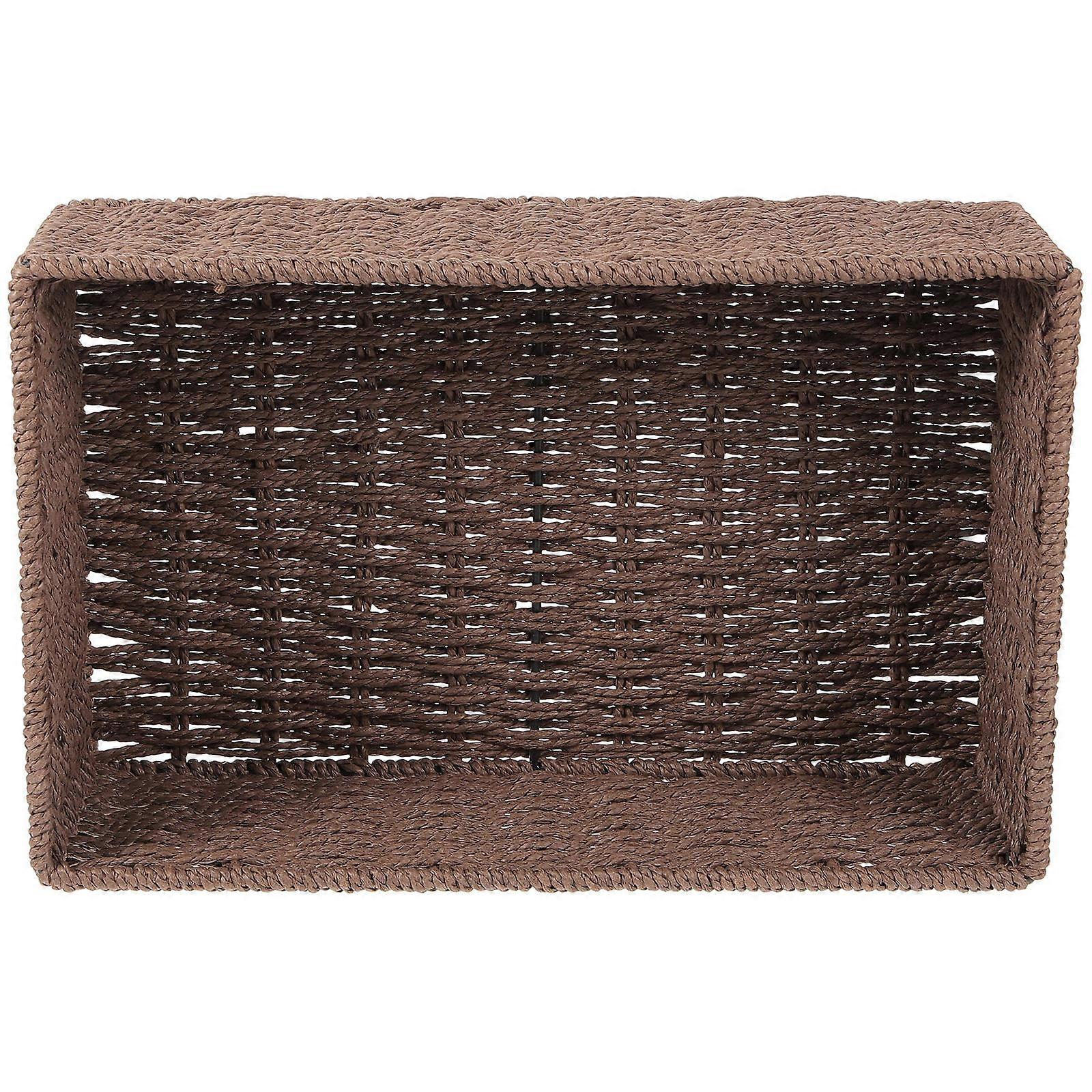 Paper Rope Woven Organizer 1 Set Paper Storage Basket Braided Multipurpose Box for Cupboard