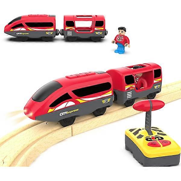 Motorized Train for Wooden Railway, Remote Control Train with Magnetic Coupling, for Toddlers, Compatible with Thomas
