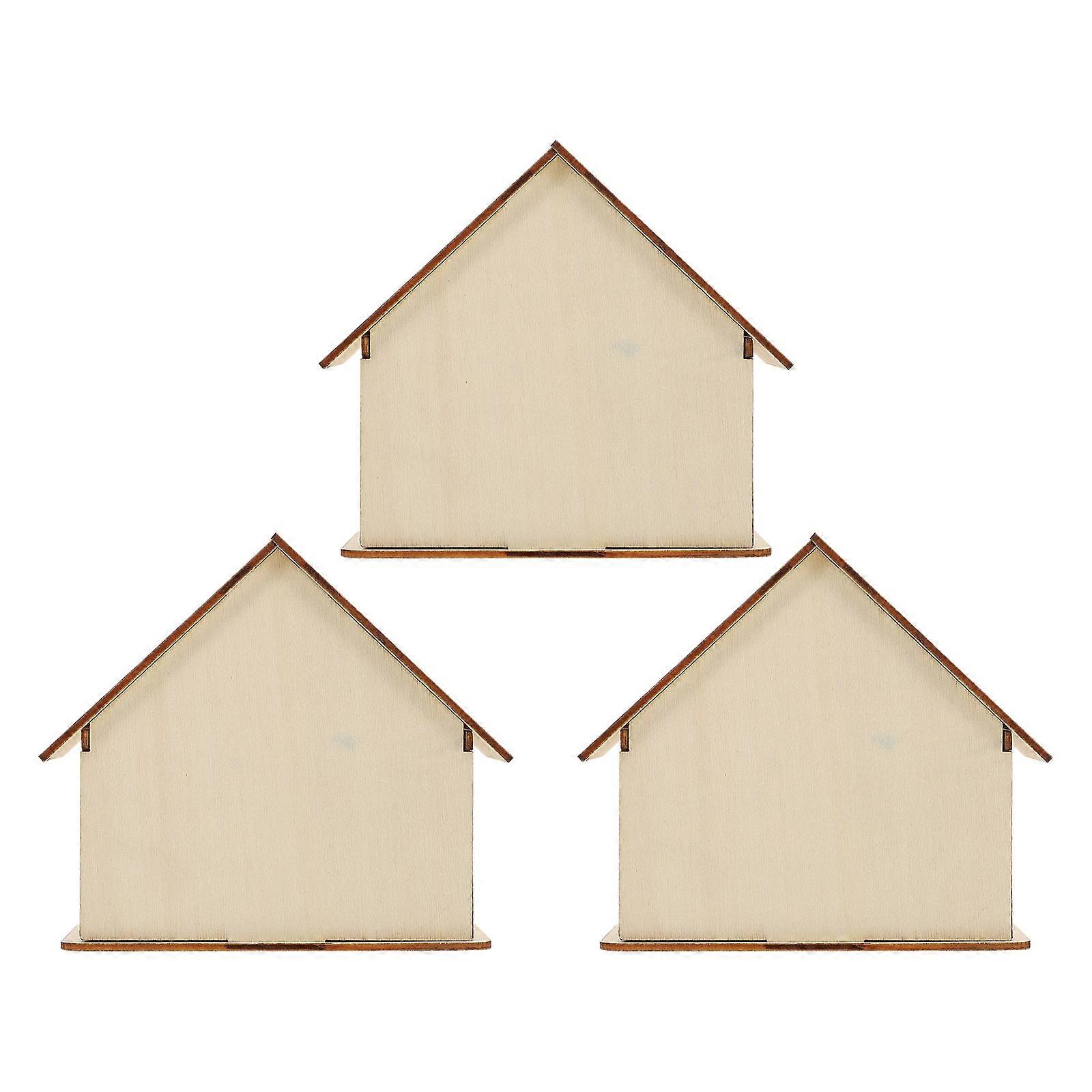 3pcs DIY Unfinished Wooden House Piggy Bank for Creative Painting, Money Storage and for Birthdays and Special Occasions