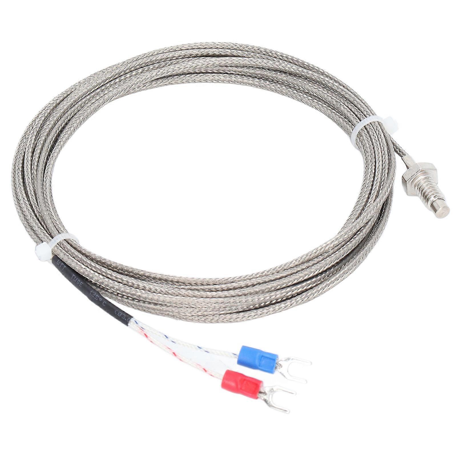 BERM K Type Screw Thermocouple Temperature Sensor Detector Gauge M6 Screw Thread 2 Wire Probe 4meter 