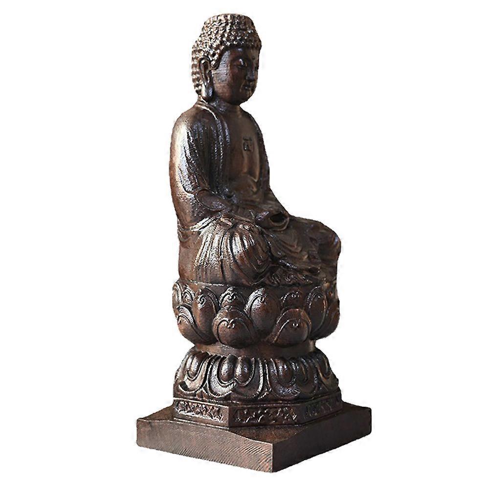 Dark Brown Plastic Buddha Statue for Decor Craftsmanship Create Peaceful Atmosphere 6.5