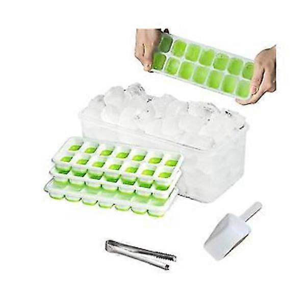 Ice Molds with Large Ice Container, Ice Mold Maker, Stores All Ice Cubes, Reusable Ice
