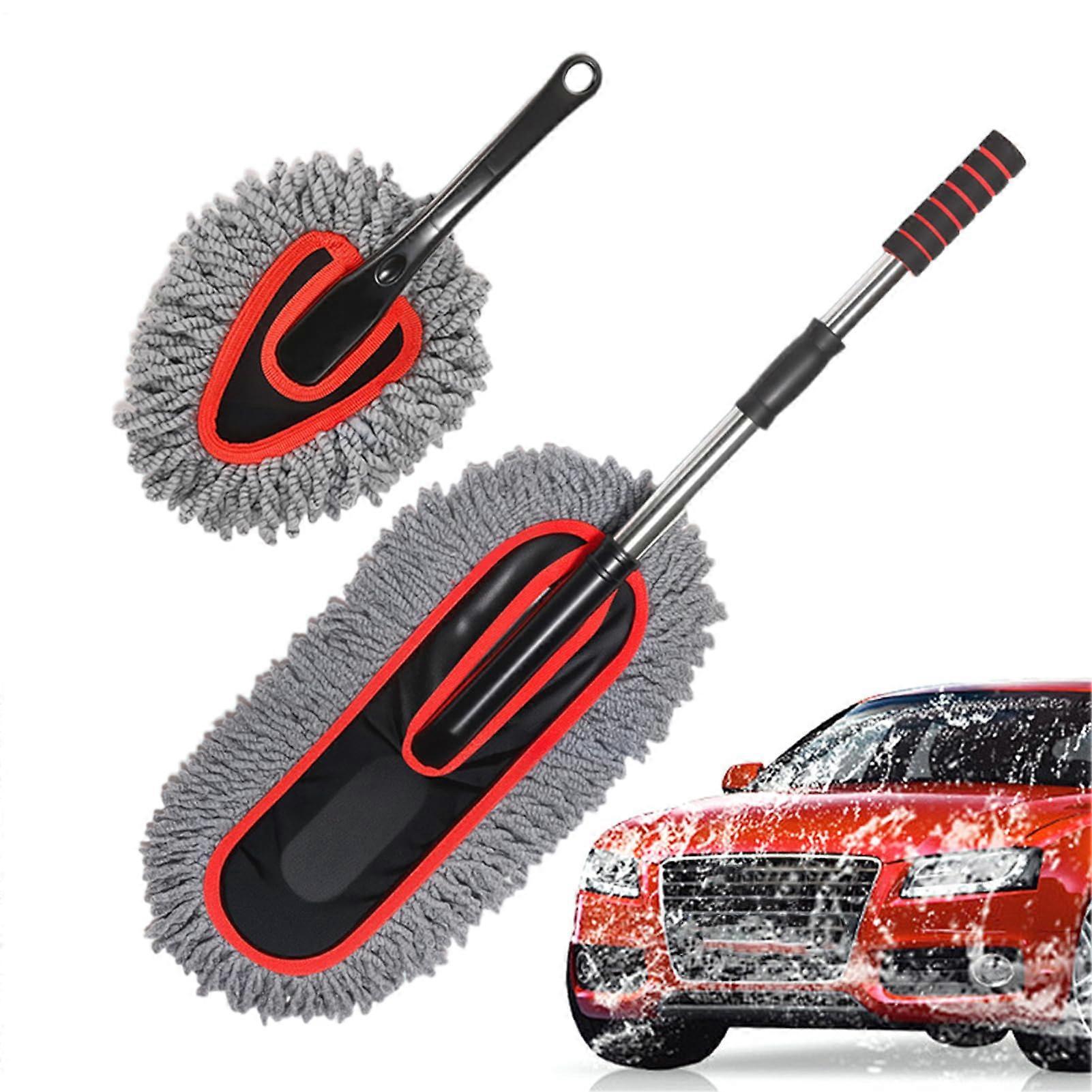 Car Cleaning Brush with Extendable Telescopic Handle, Scratch-Free Microfiber Dusting Brush
