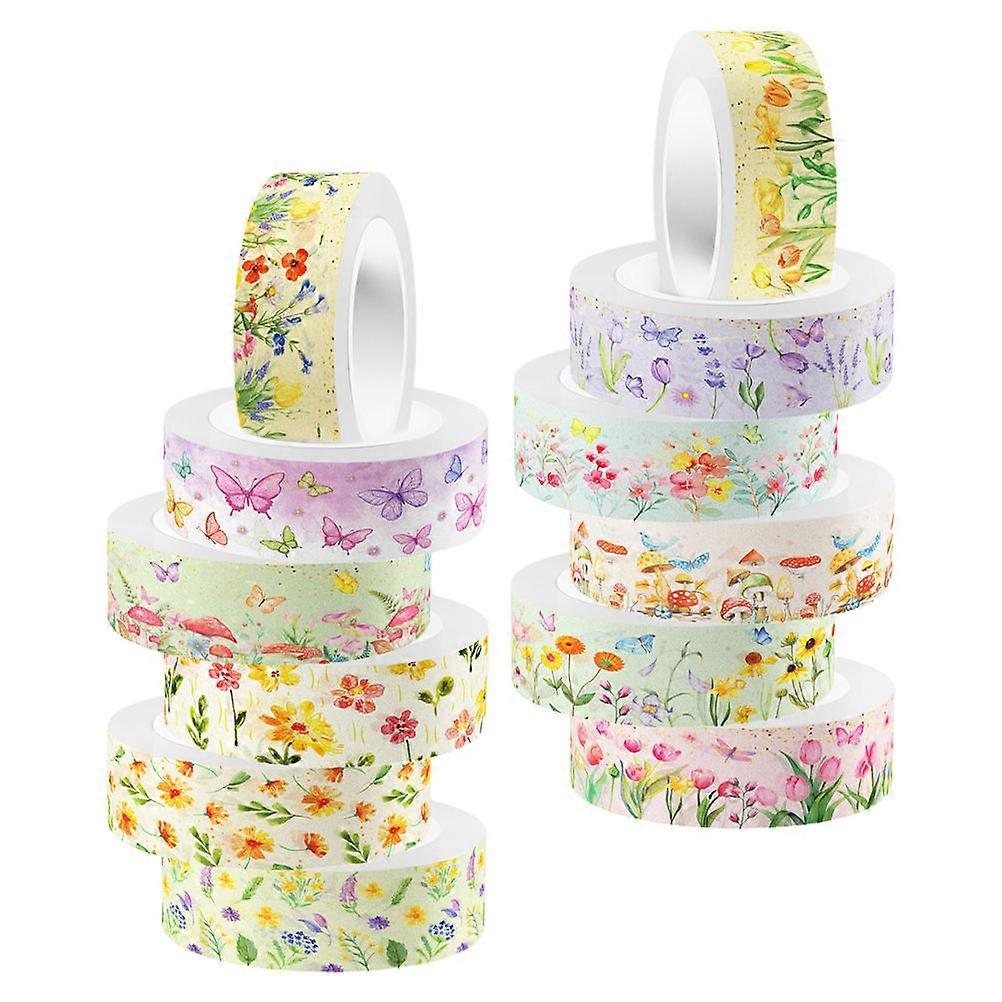 12 Rolls Transparent Washi Tape, Spring Floral Decorative Tape for Scrapbooking, DIY Projects, and Gift Wrapping – , Self Adhesive Crafting Stationery