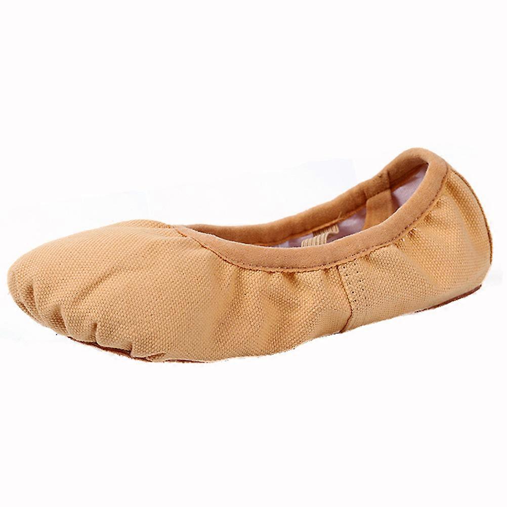 Elastic Band Girls Ballet Practice Shoes Modern Dance Light Brown Size 37 Breathable Material 1 Pair