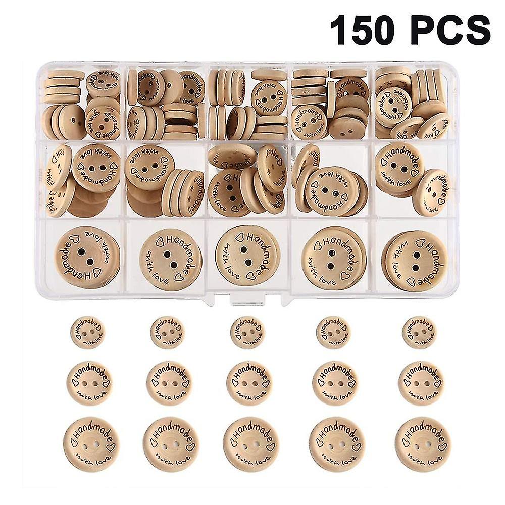 150 Piece Per Pack 2 Holes With Love Hearts Wood Buttons Sewing Scrapbooking Round Handmade Buttons Diy Decor Craft