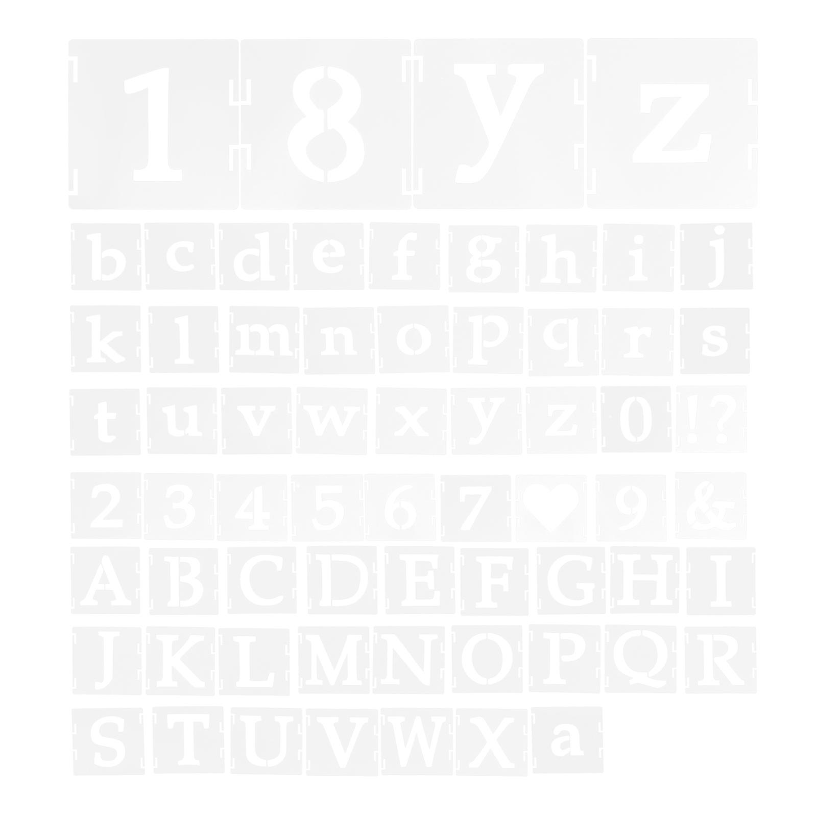 65pcs Reusable Alphabet Stencils Kit with Numbers & Symbols – Durable PET Templates for DIY Painting, Art Crafts, Rock Painting, Journals,