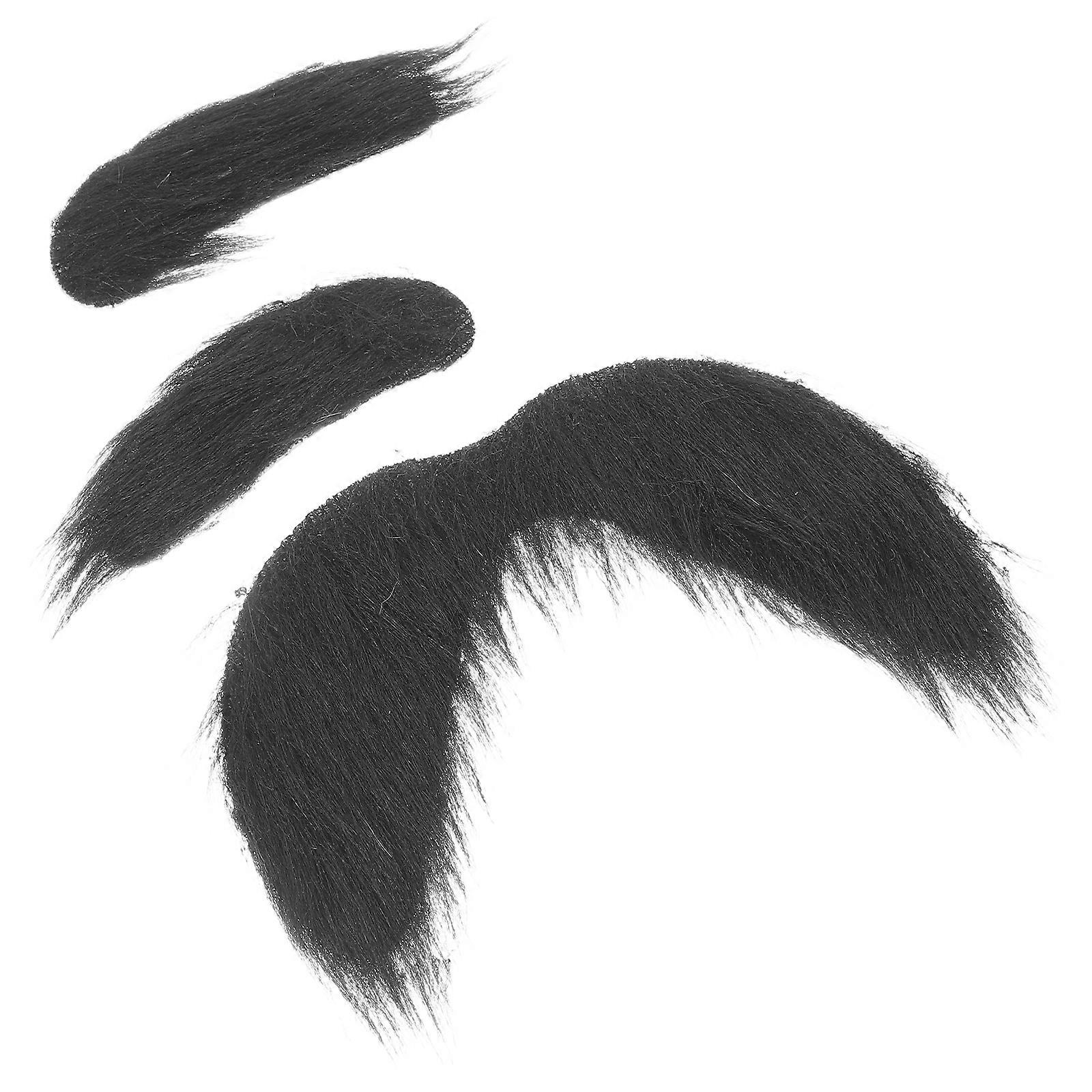 3pcs Realistic Fake Mustache & Eyebrows Set, Self Adhesive Stick Beard for Halloween Party Cosplay, Soft Reusable Facial Hair Kit for Men with Sparse