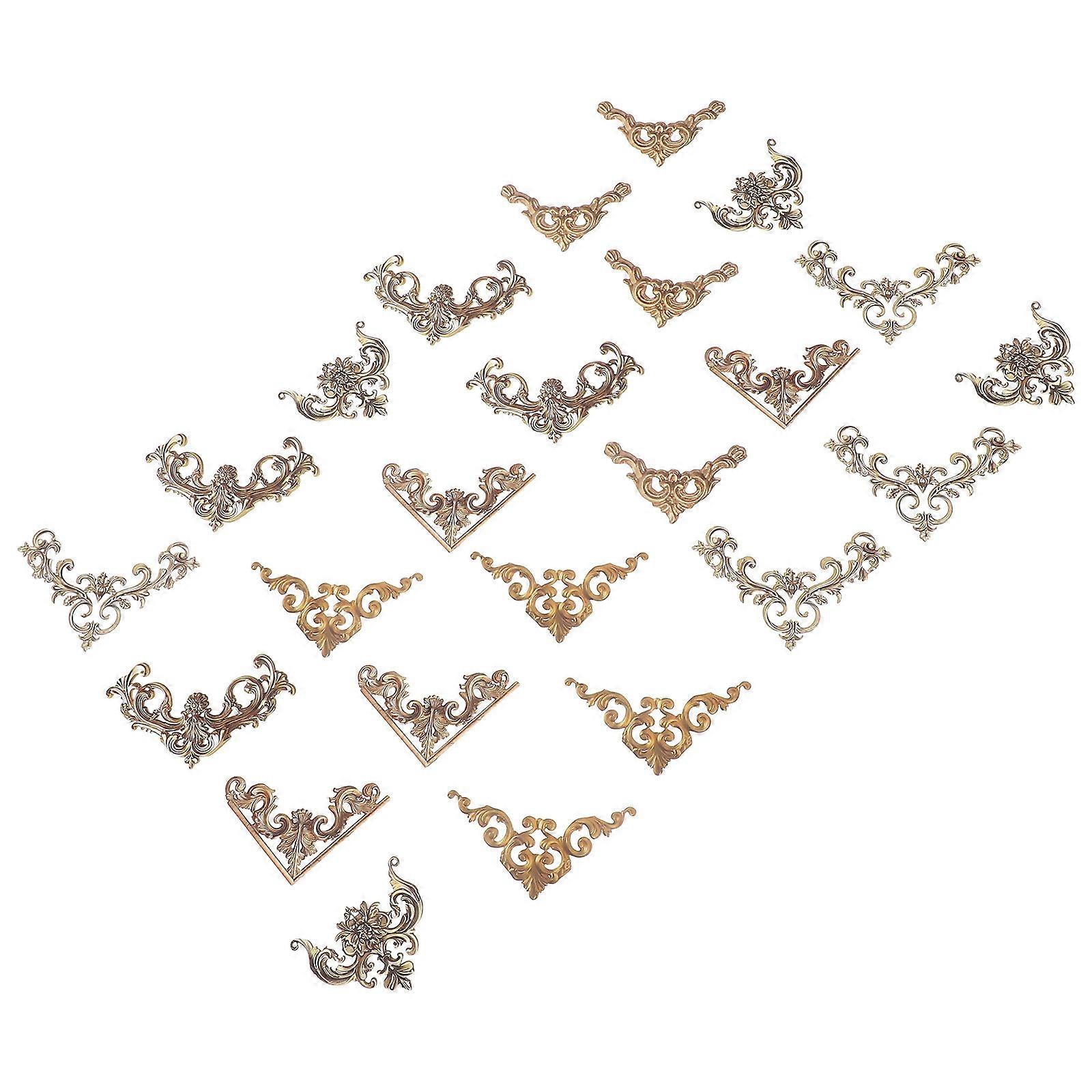 24pcs Vintage Baroque Corner Stickers for Scrapbooking, Retro Photo Frame Edging, Easy Apply Decorative Stickers for Journals & DIY Projects