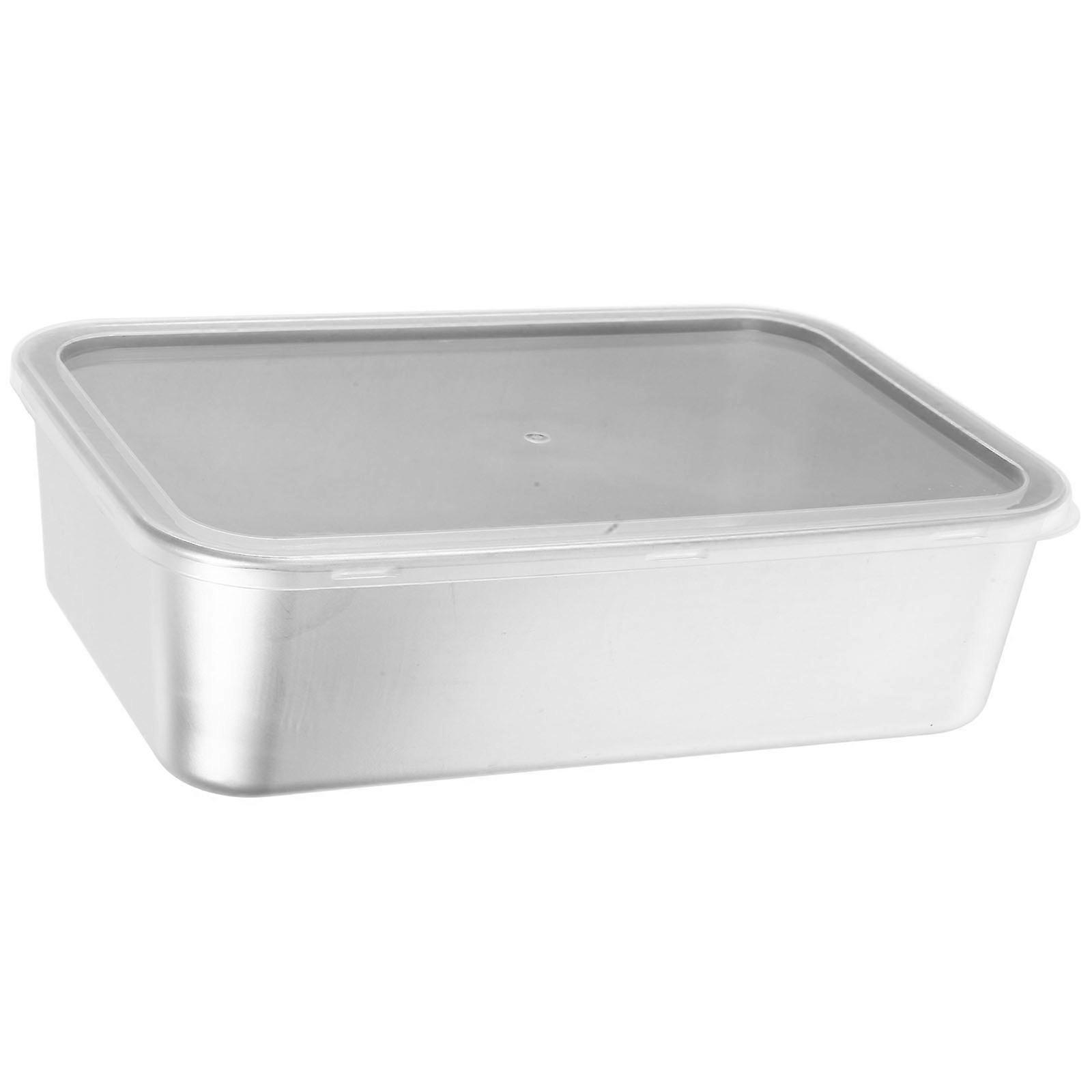 Stainless Steel Baking Mold with Transparent Lid for Home Use Silver Color 7.87 x 7.87 inches