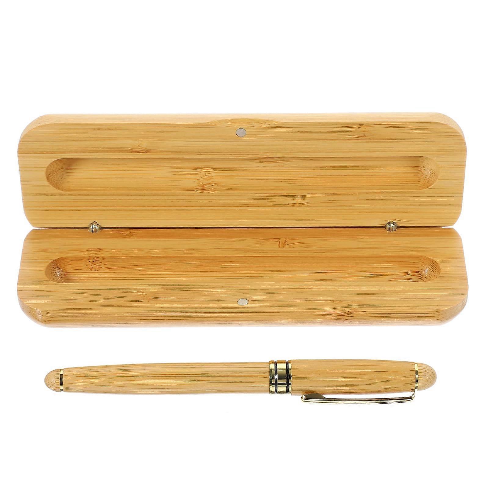 1 Set Elegant Bamboo Fountain Pen Smooth Writing Decorative Calligraphy Tool Multi Use Design for School Office and Home Includes with Box