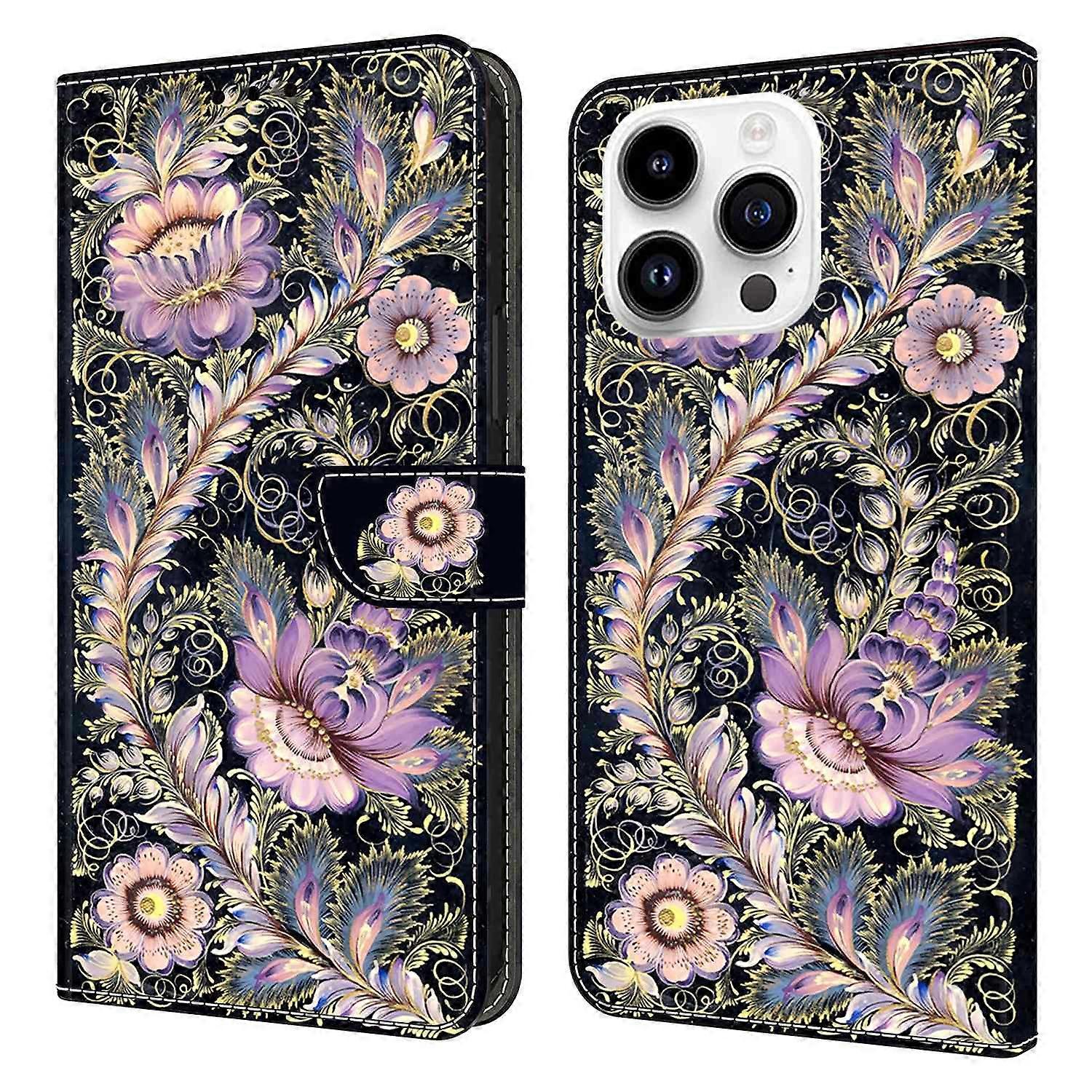 For iPhone 16 Pro Max Wallet Case Pattern Printing Stand Leather Flip Phone Cover