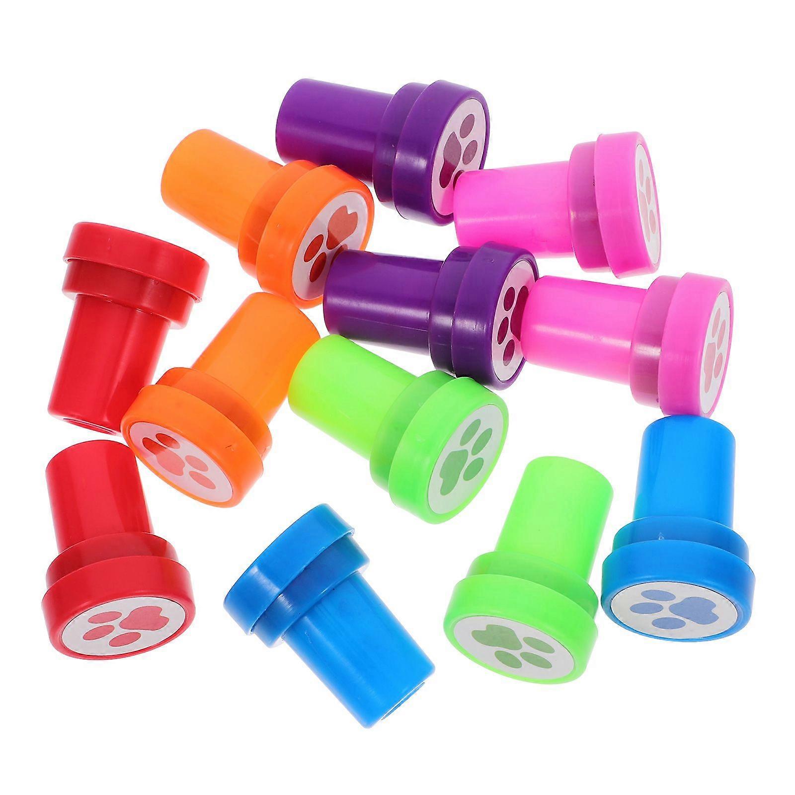 12pcs Stampers For Kids Cute Plastic Stamp Diary Plastic Stamp Dog Paw Stampers For Kids Bulk Diary Diy Stamp Crafting Stamps Dog Party Favors