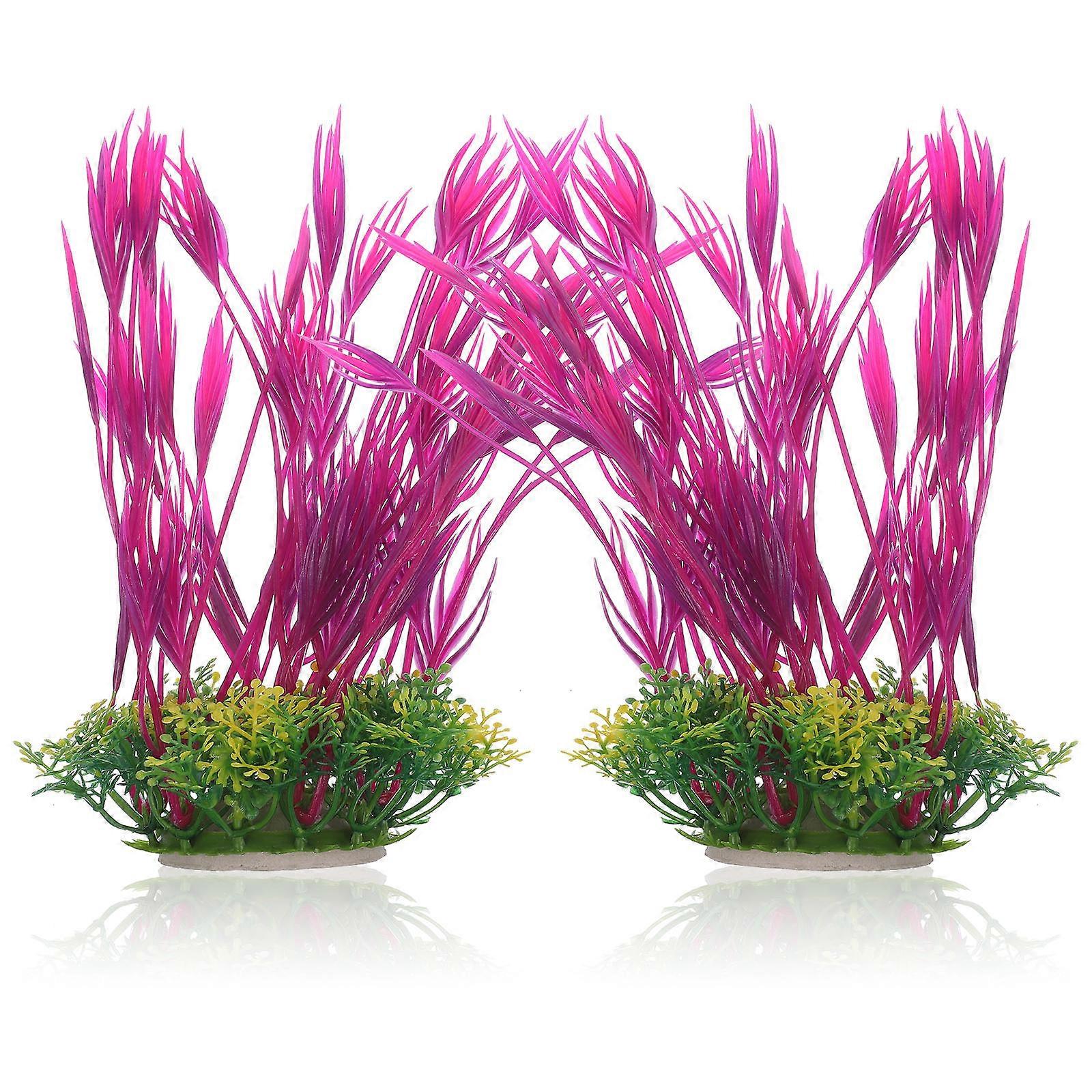 2Pcs Delicate Aquarium Grass for Fish Tank Decoration Plastic Fake Plants for Small Aquariums and