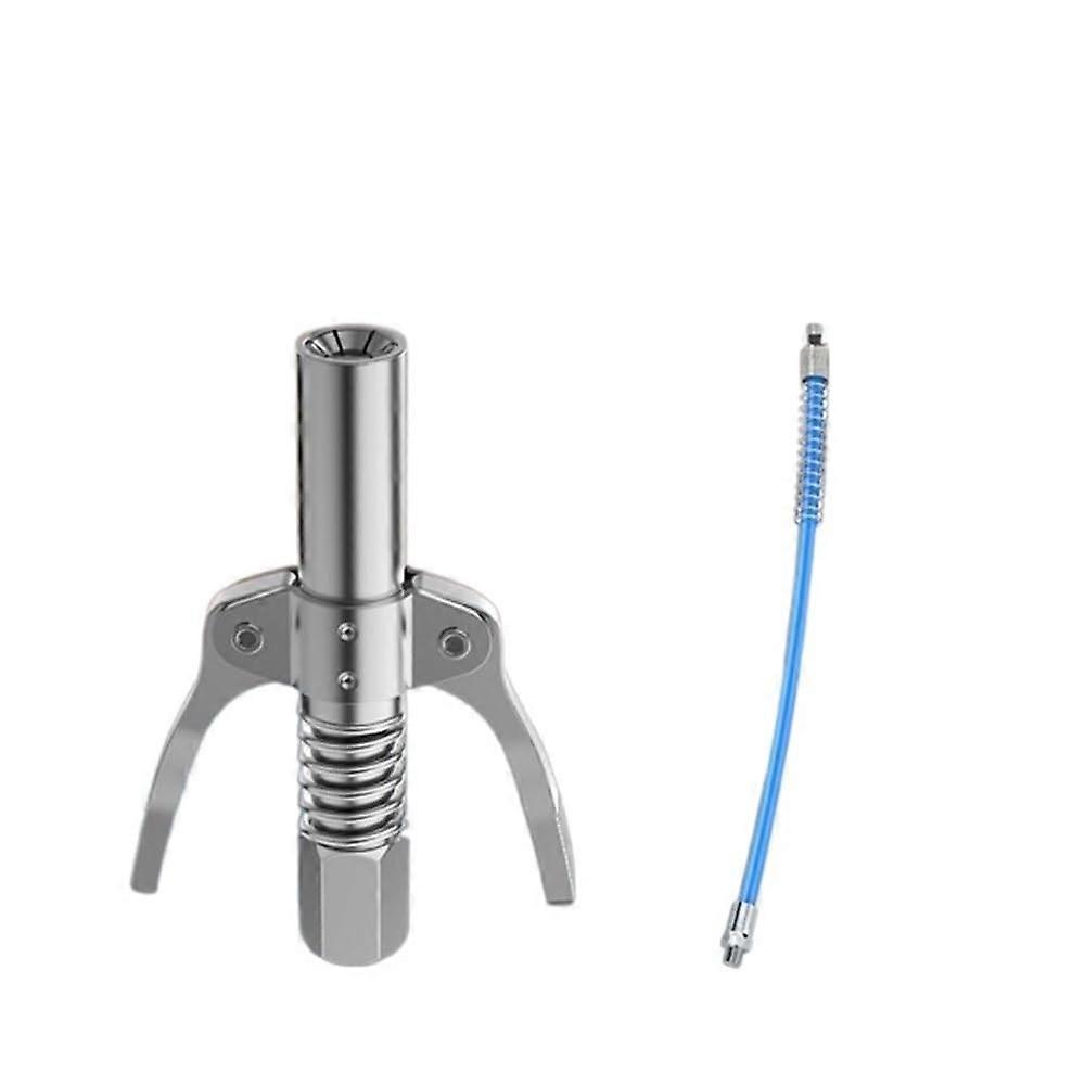 Grease Fittings Grease Gun Fittings Grease Gun Coupler Quick Lock On Release Fitting 1/8' NPT Heavy Duty Resistence Jaw(With 30cm hose)