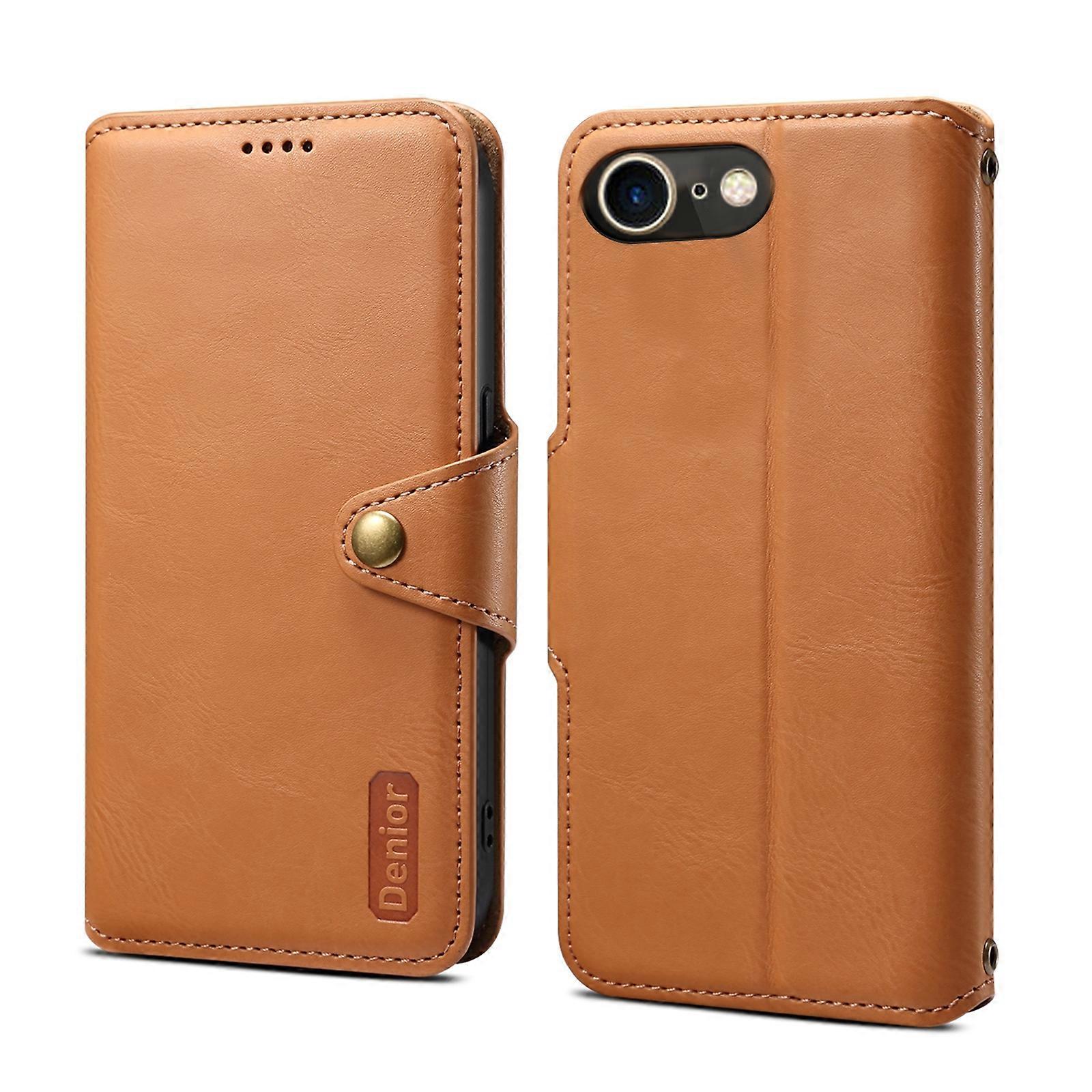Denior Cowhide Texture Wallet Style Leather Phone Case