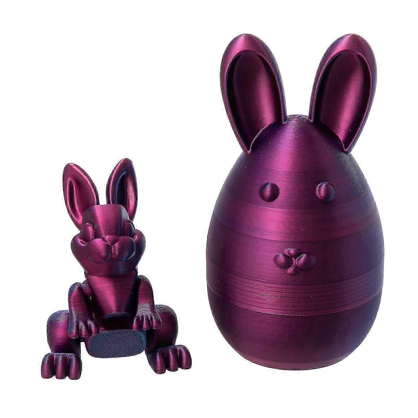 Easter Rabbit Egg 3D Printed Bunny with Movable Joints Easter Egg with Rabbit Inside for Home Decorations Kids Gifts