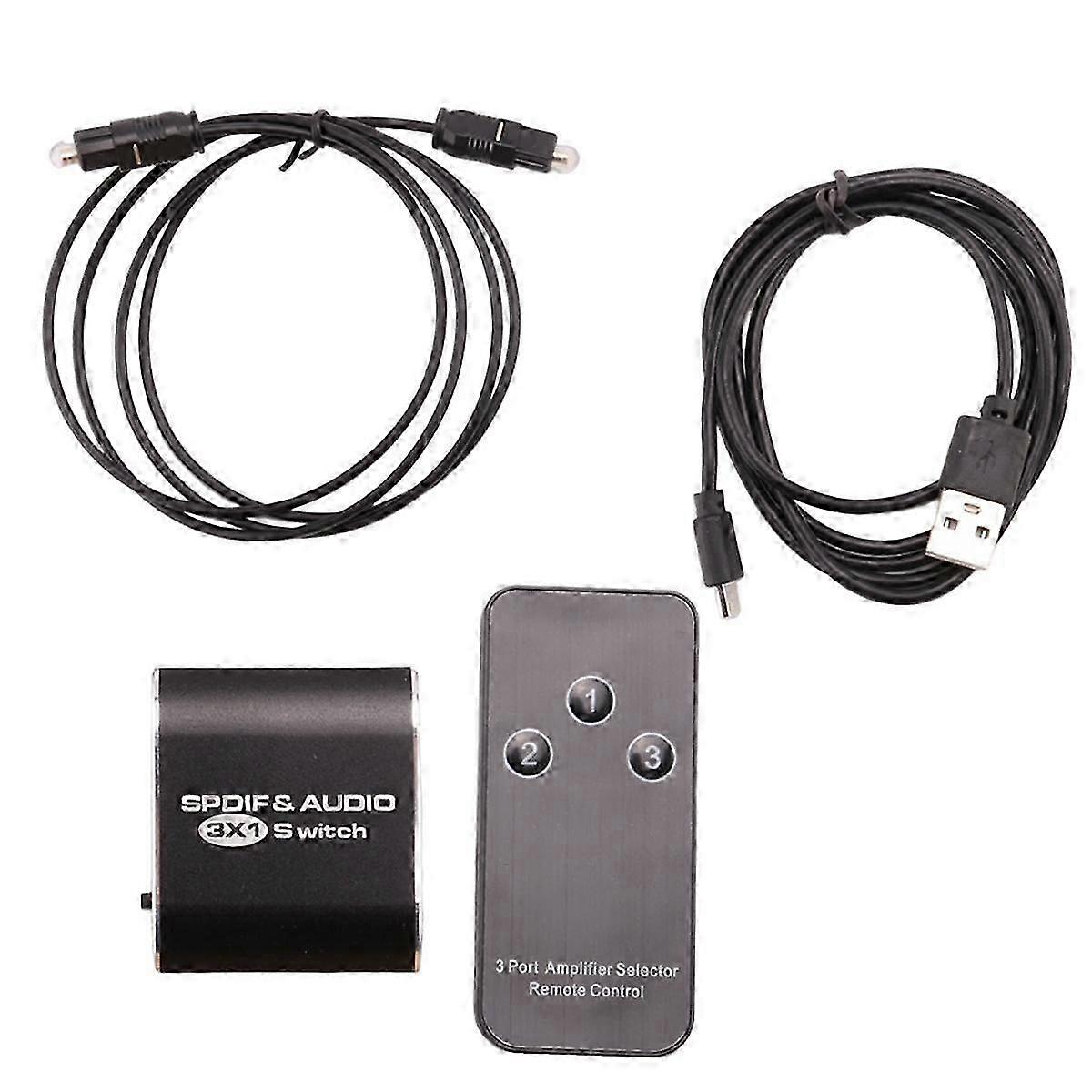 Spdif & Audio Switch 3 in 1 Out Optical Splitter Toslink Digital Optical Audio Switch 3X1 Adapter for Hdtv Dvd