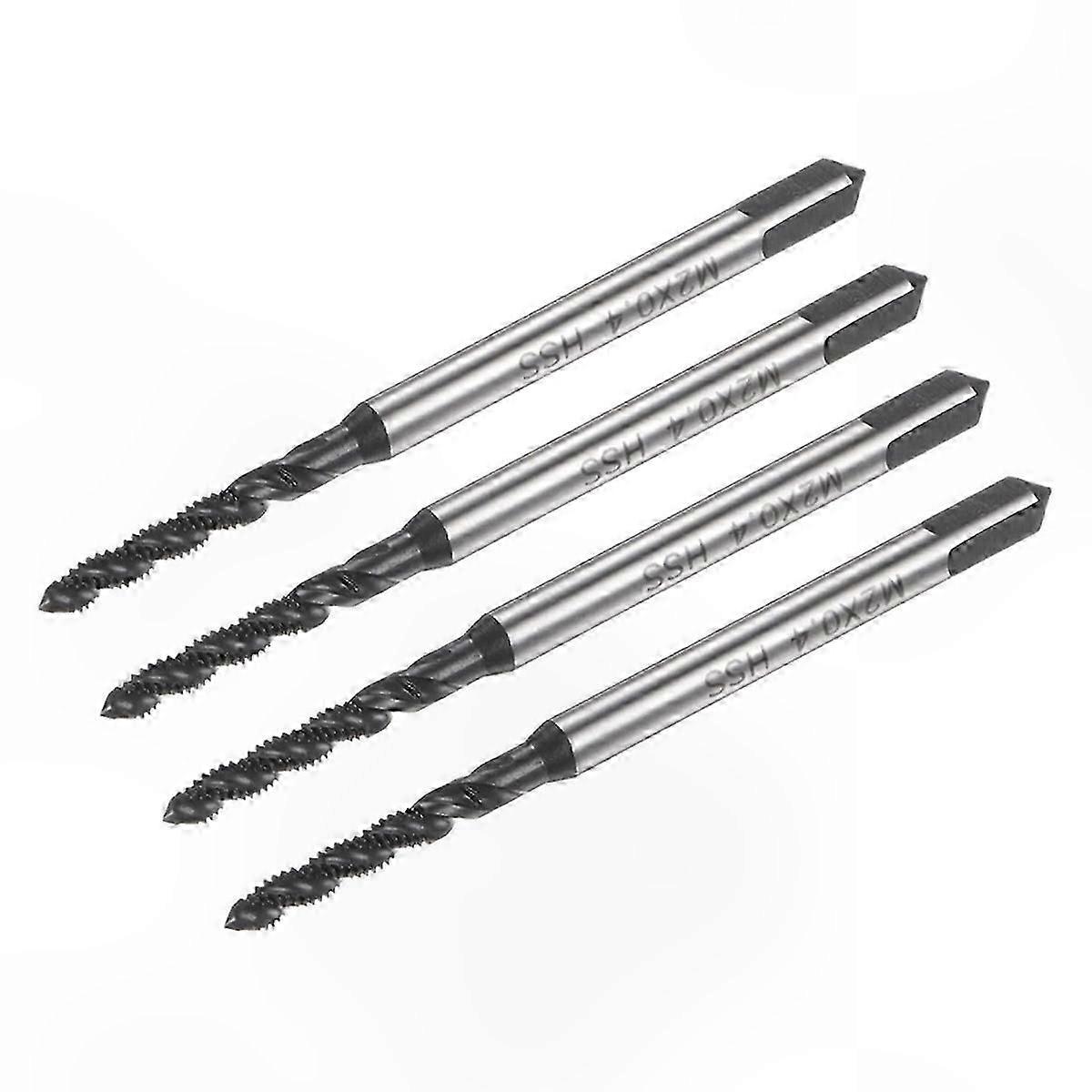 4 Pieces Metric Thread Taps, M2 x 0.4 Spiral Flute Coated Screw Taps Set