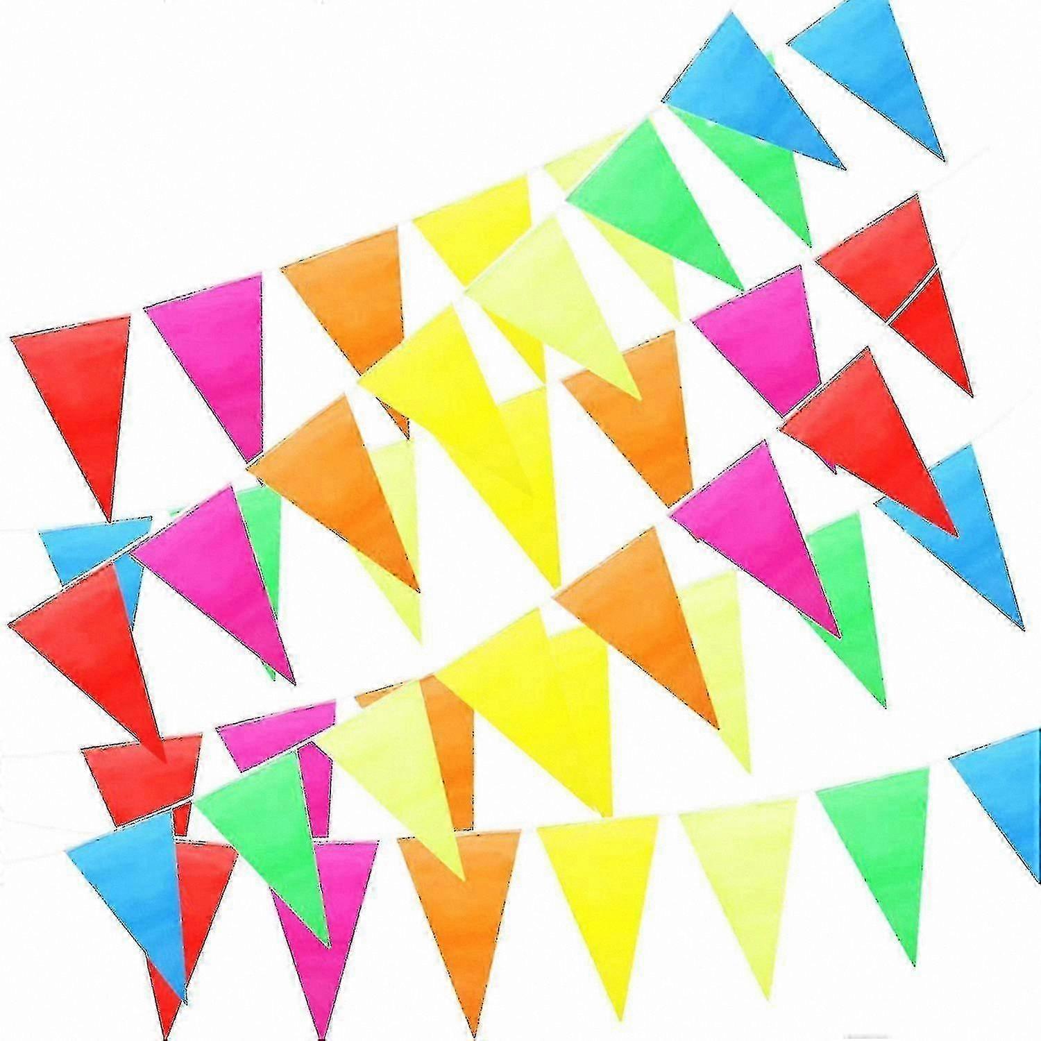 100 Pieces Multicolor Fabric Triangle Pennant Garland, 50m High-Quality Banner Flags for Outdoor Use