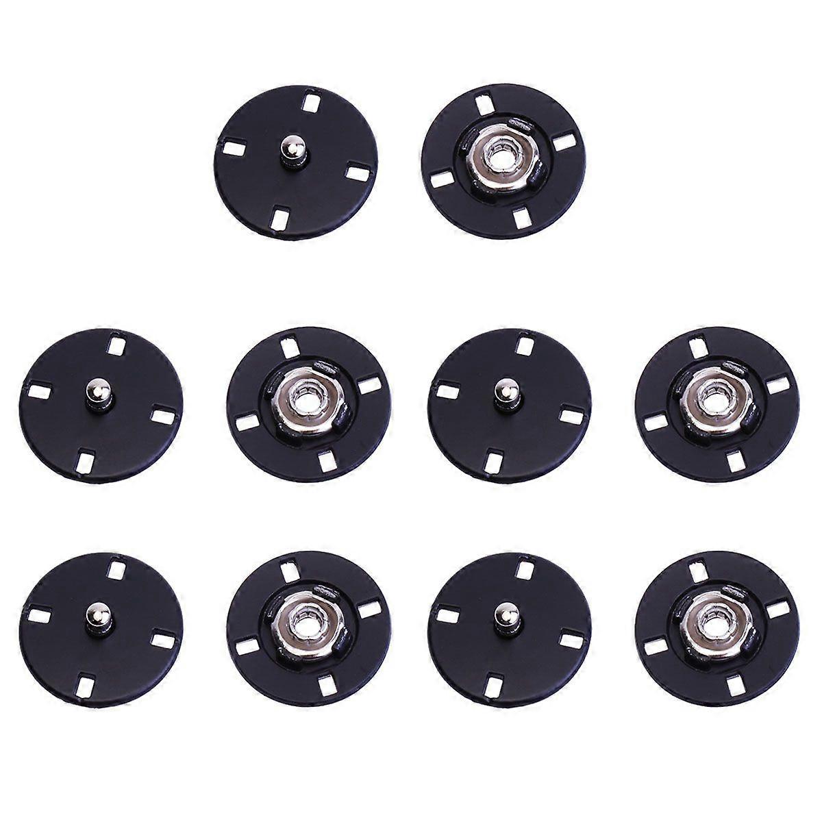 10pcs Alloy Button Metal Hands Sew Buttons Coat Buckle Flat Buttons for Clothes (Black)